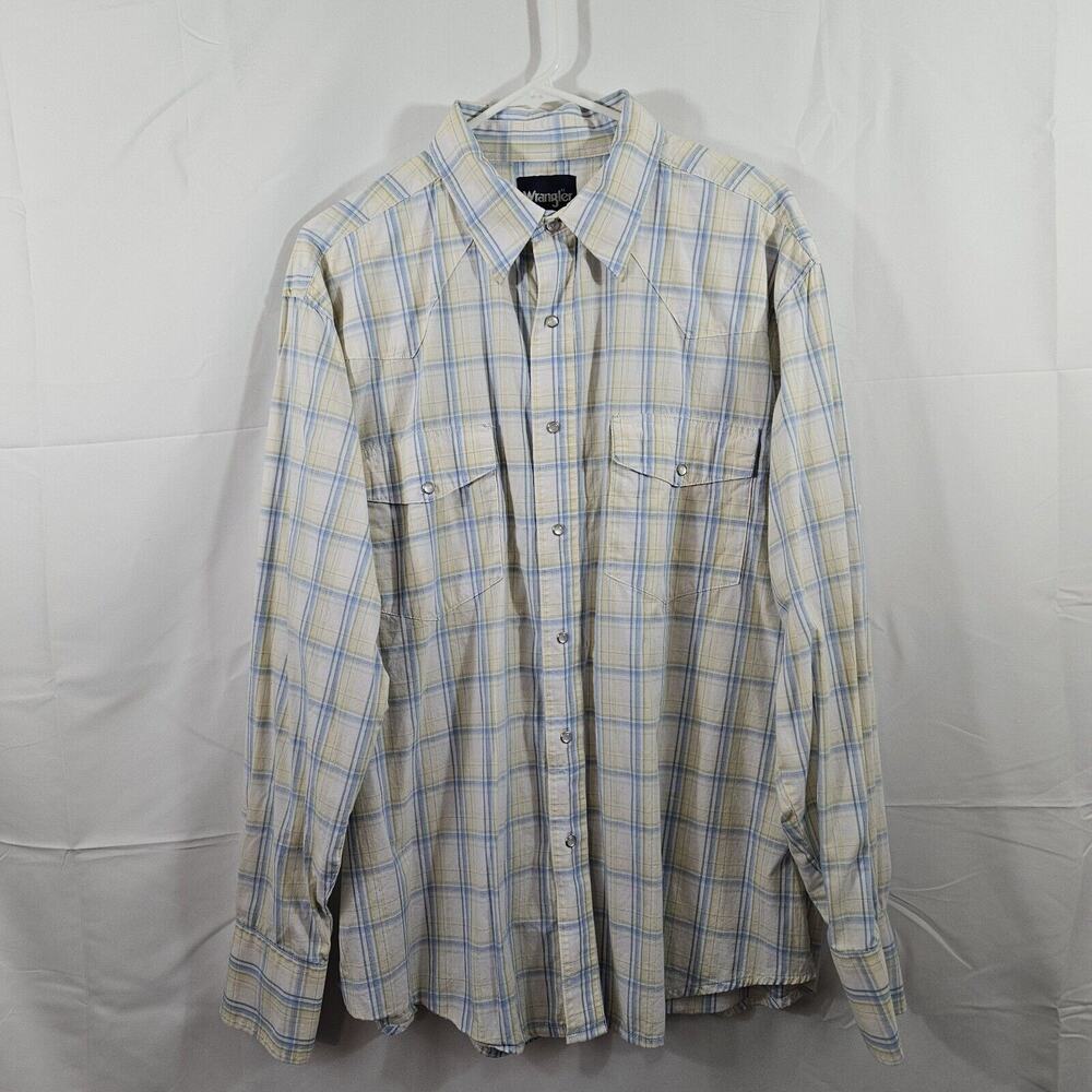 Wrangler LS Plaid Pearl Snap XL MWR020M Yellow/Blue/Green/ White